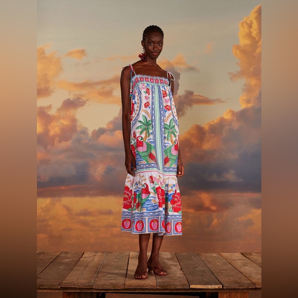 Farm Rio Off-White Flowers Beach Maxi Dress